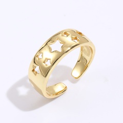 Fashion Creative Simple Copper Electroplated 18K Golden Hollow Star Ring