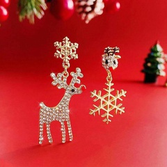 Mode Nouvelle De Noël Boucles D'oreilles Flocon De Neige Elk Asymétrique Boucles D'oreilles