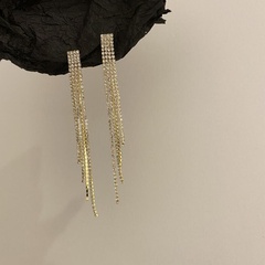 2022 New Fashion Elegant Rhinestone Tassel Long Earrings Women