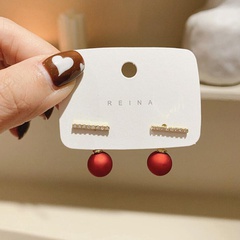 Mode Strass-Embedded Rot Ball Stick Ohrringe für Frauen
