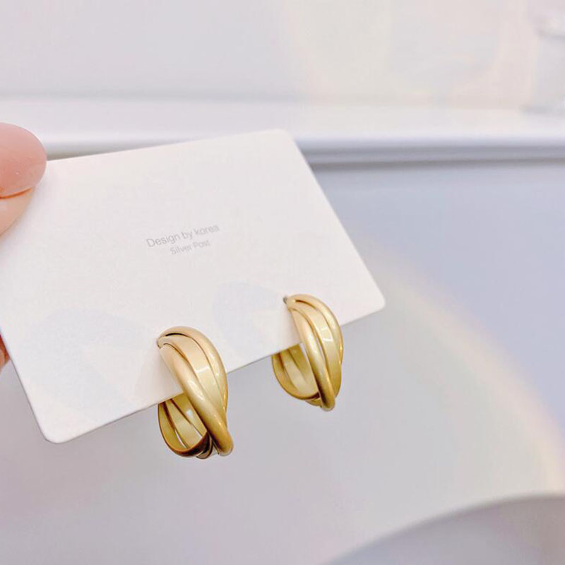 2022 neue Elegante Einfache MultiSchicht Runde Ring Ohrringe Frauenpicture4