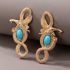 Fashion Bohemian Irregular Snake Imitation Gemstone Inlaid Alloy Earrings