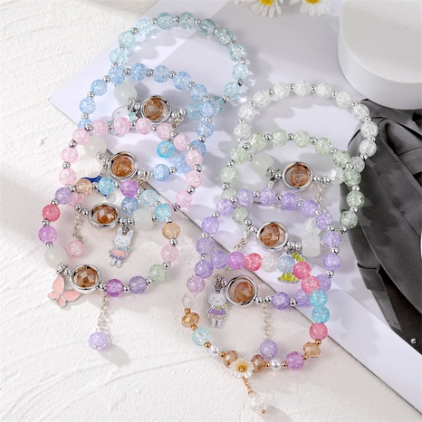 Cute style Colorful Crystal Little Daisy Butterfly Rabbit Bracelet's discount tags