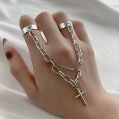 Hip Hop style Cross pendant Chain one-piece alloy Open Ring