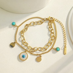 Nouveau style Simple Yeux ronds Turquoise pendentif titane acier Bracelet