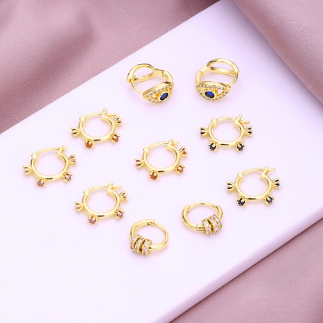 Fashion Simple Inlaid Zircon Ear Studs Plating 18K Real Gold Copper Earrings's discount tags