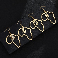New Fashion Simple African Map Shape Pendant Gold Stainless Steel Earrings