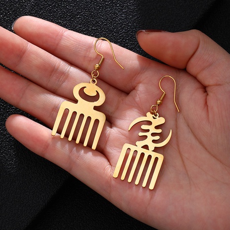 Fashion New Geometric Pendant Hollowed-out Stainless Steel Earrings's discount tags