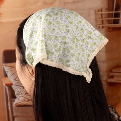 New style simple Flower pattern Women's Triangular Binder Lace Edge Elastic Square headscarf