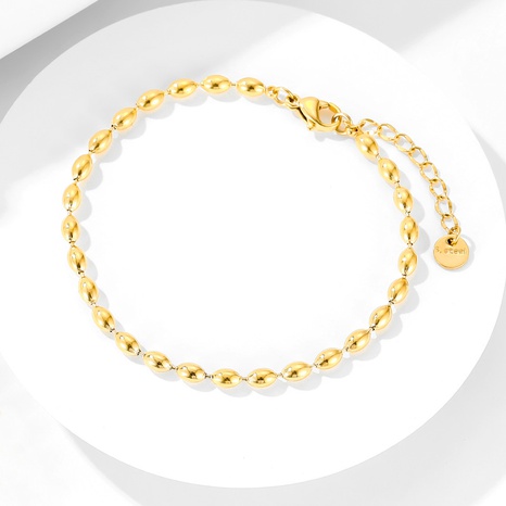 Mode Vintage Gold Überzogene Kleine Perle Titan Stahl Armband's discount tags