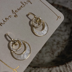 Fashion Retro Micro Inlaid Zircon round Ring Earrings Women's Copper Accessories