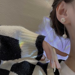 Fashion Long Flower Pearl Earrings Women Alloy Sweet Accessories