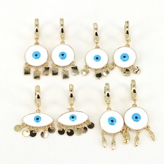 Creative new style Geometric round Eyes Tassel Drop Oil pendant copper Earrings