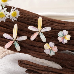 cute style Colorful Flower resin five petals Stud Earrings