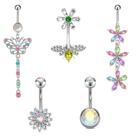 fashion Color Bee Flower Belly Ring Navel Stud's discount tags