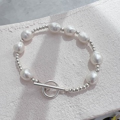 Fashion Elegant Round Pearl Bracelet T-Shaped Buckle Bracelet