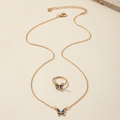 Mode intarsien Schmetterling strass-Besetzte Halskette Ring Set