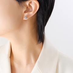 Minimalist Titanium Steel Gold-Plated Rose Flower Stud Earrings