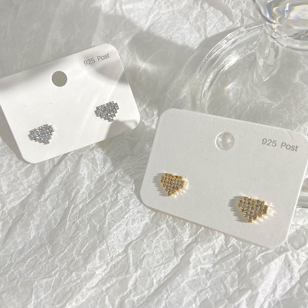 2022 neue Mode Voller Diamanten Glnzende Herz Anhnger Stud Ohrringepicture2