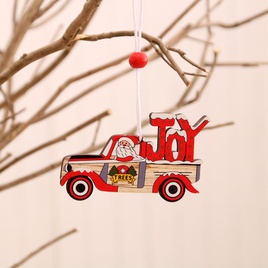 New Christmas Painted Wooden Small Pendant Christmas Decorations Christmas Tree Colorful Elderly Car Pattern Pendantpicture27
