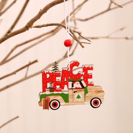 New Christmas Painted Wooden Small Pendant Christmas Decorations Christmas Tree Colorful Elderly Car Pattern Pendantpicture26