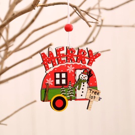 New Christmas Painted Wooden Small Pendant Christmas Decorations Christmas Tree Colorful Elderly Car Pattern Pendantpicture28