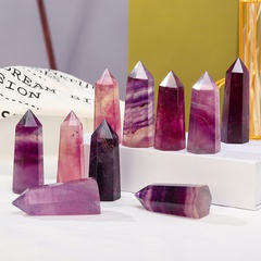 Natural Crystal Column Purple Fluorite Single Hexagonal Prism Pillar Domestic Ornaments