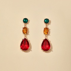 New Fashion Retro Baroque Glass Colorful Rhinestone Drop-Shaped Alloy Earrings