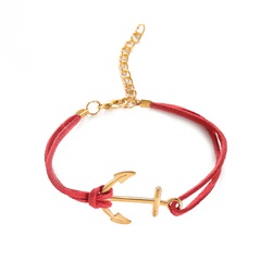 New simple Anchor shape red rope adjustable  alloy bracelet