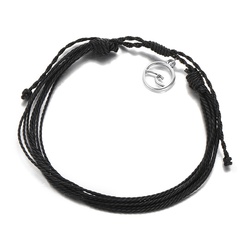simple black multi-layered Rope pendant alloy man-made fiber Anklet