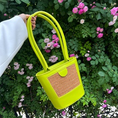 Fashion Stitching Woven Shoulder New Hand Holding Bucket Bag