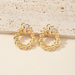 solid color Twist Weave Metal Winding Golden Circle Earrings
