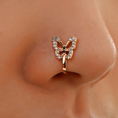 Femmes Mode Simple Style Forme En U Papillon Cuivre Anneau dans le nez Placage Incruster Diamant artificiel Corps Bijoux