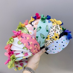 Children's fabric floral fruit colorful bowknot wide-sided sponge headband