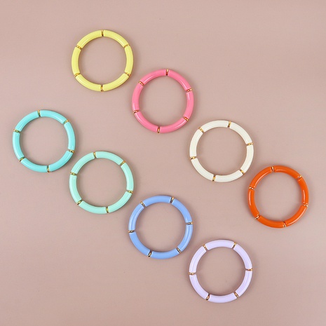 Popular Fashion Colorful Acrylic Color Stretch Resin Beads Cuff Bracelets's discount tags