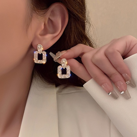 Elegant Alloy Geometric Earrings Shopping Inlay Rhinestones Drop Earrings As Picture's discount tags