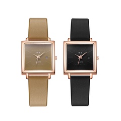 Women's Fashion Creative Simple Scale Square Calendar Belt Quartz Wrist Watch