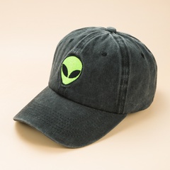 Grün Alien Gestickte Washed verstellbare Kappe