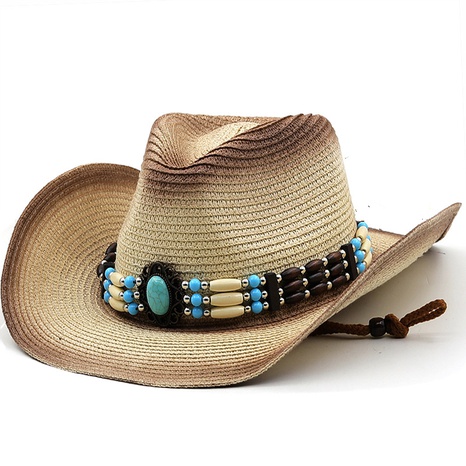 Straw Ethnic Style Outdoor Sunshade Cowboy Hat's discount tags