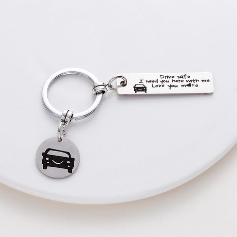 Fashion Stainless Steel Lettering Car Small Pendant Keychain's discount tags