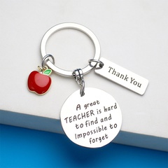 Teacher's Day Small Gift Thanksgiving Apple Stainless Steel round Board Keychain