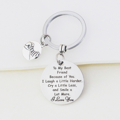 Fashion Lettering Stainless Steel round Board Keychain Pendant's discount tags
