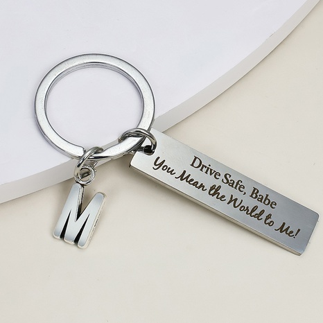 Couple Letters Small Pendant Keychain Stainless Steel Key Ornament Pendant's discount tags