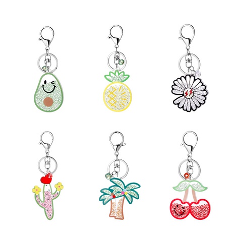 Nuevos accesorios creativos de la bolsa del llavero de la fruta del diamante de imitación de acrílico transparente de moda's discount tags