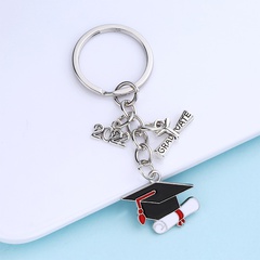 Fashion Alloy Dripping Oil Doctorial Hat Pendant Keychain