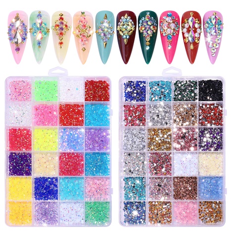 Flat Resin 24 Grid Fluorescent Electroplating Drill DIY Ornament Manicure Jewelry Accessories's discount tags