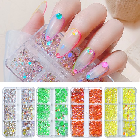 Cuentas de cristal Moca Color Semi-Conjunto de adornos de uñas de perlas redondas's discount tags