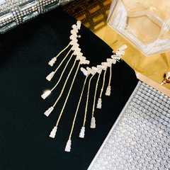Fashion 28 Real Zircon Inlaid Long Tassel Women's New Earrings One-Piece