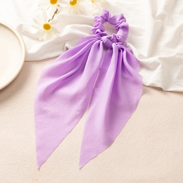 new Style Solid Color Satin Long Ribbon Hair Accessories bow hair scrunchiespicture11