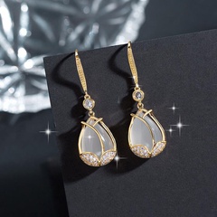 2022 New Fashion Elegant Tulip Flower Rhinestone-Embedded Opal Earrings Female
